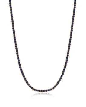 Mini Ballier Necklace- Blue Sapphire- Gold