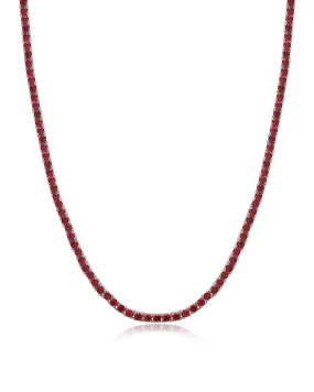 Mini Ballier Necklace- Ruby Red- Silver