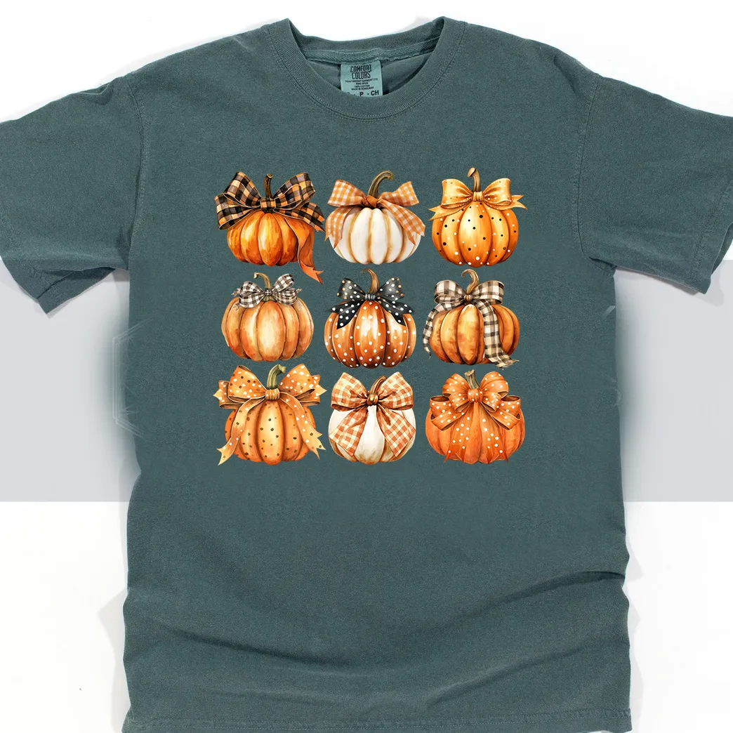 Multi Fall Pumpkins Graphic Tee, Blue Spruce