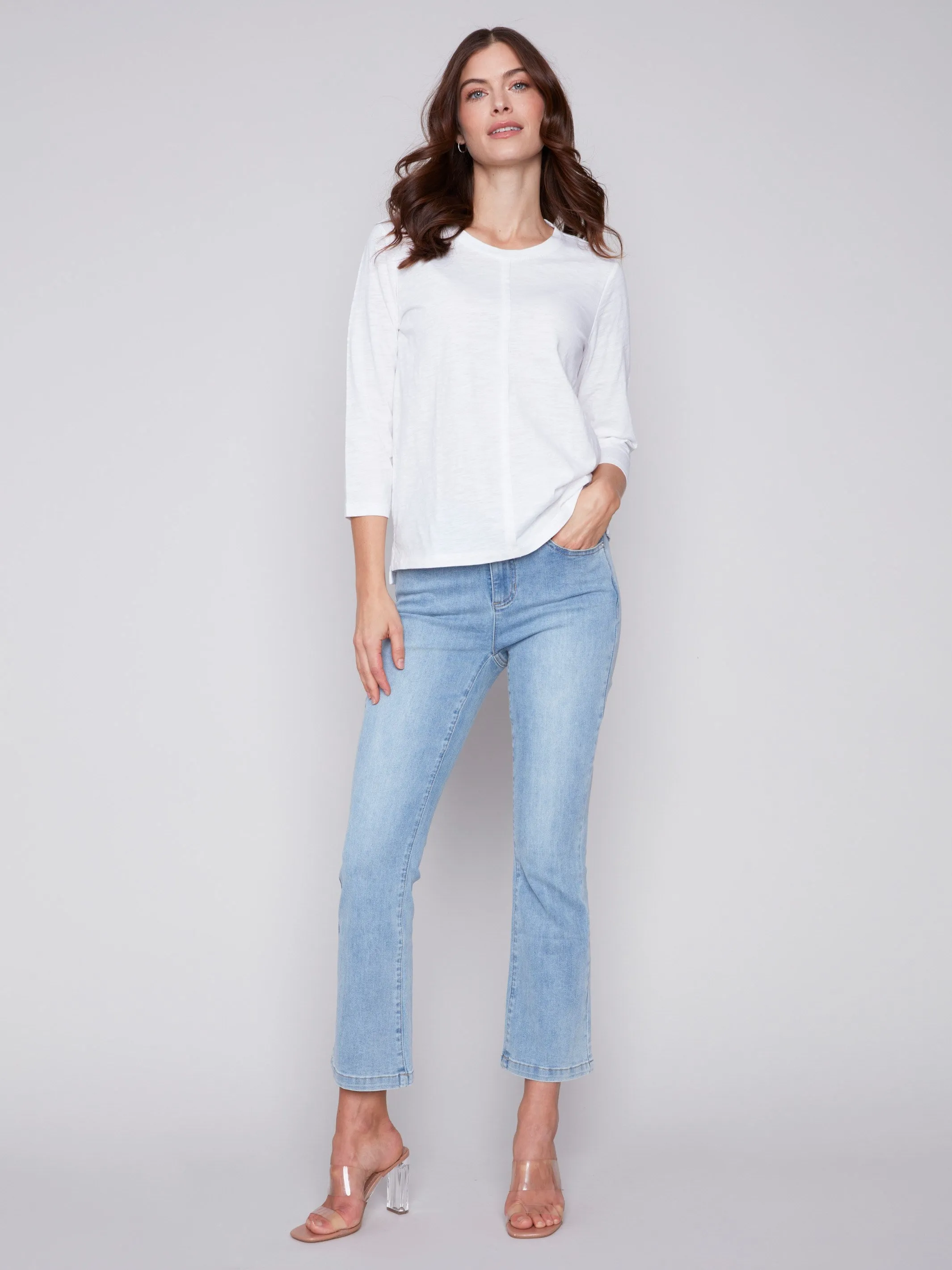 Organic Cotton Slub Knit Top - White