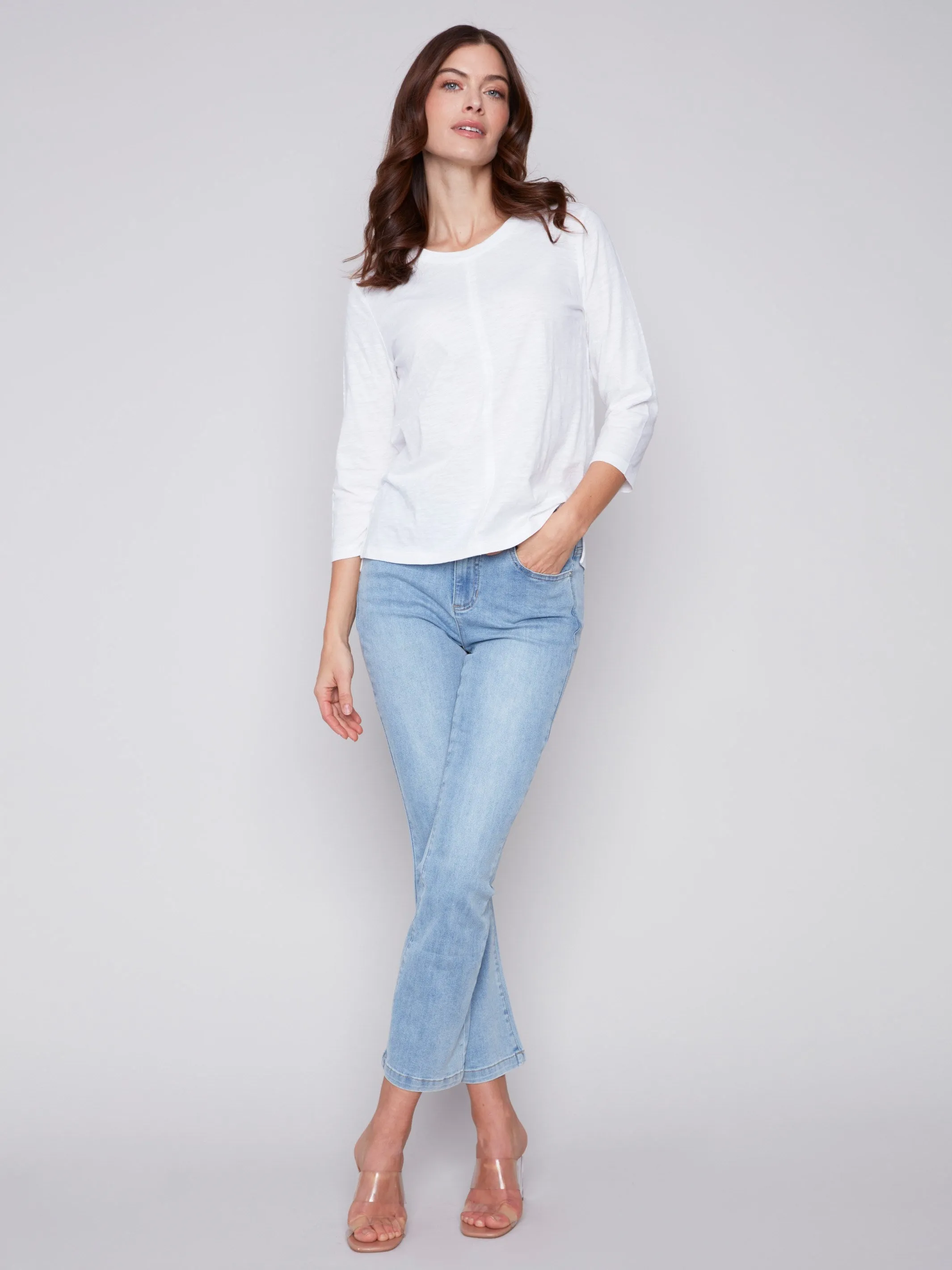 Organic Cotton Slub Knit Top - White