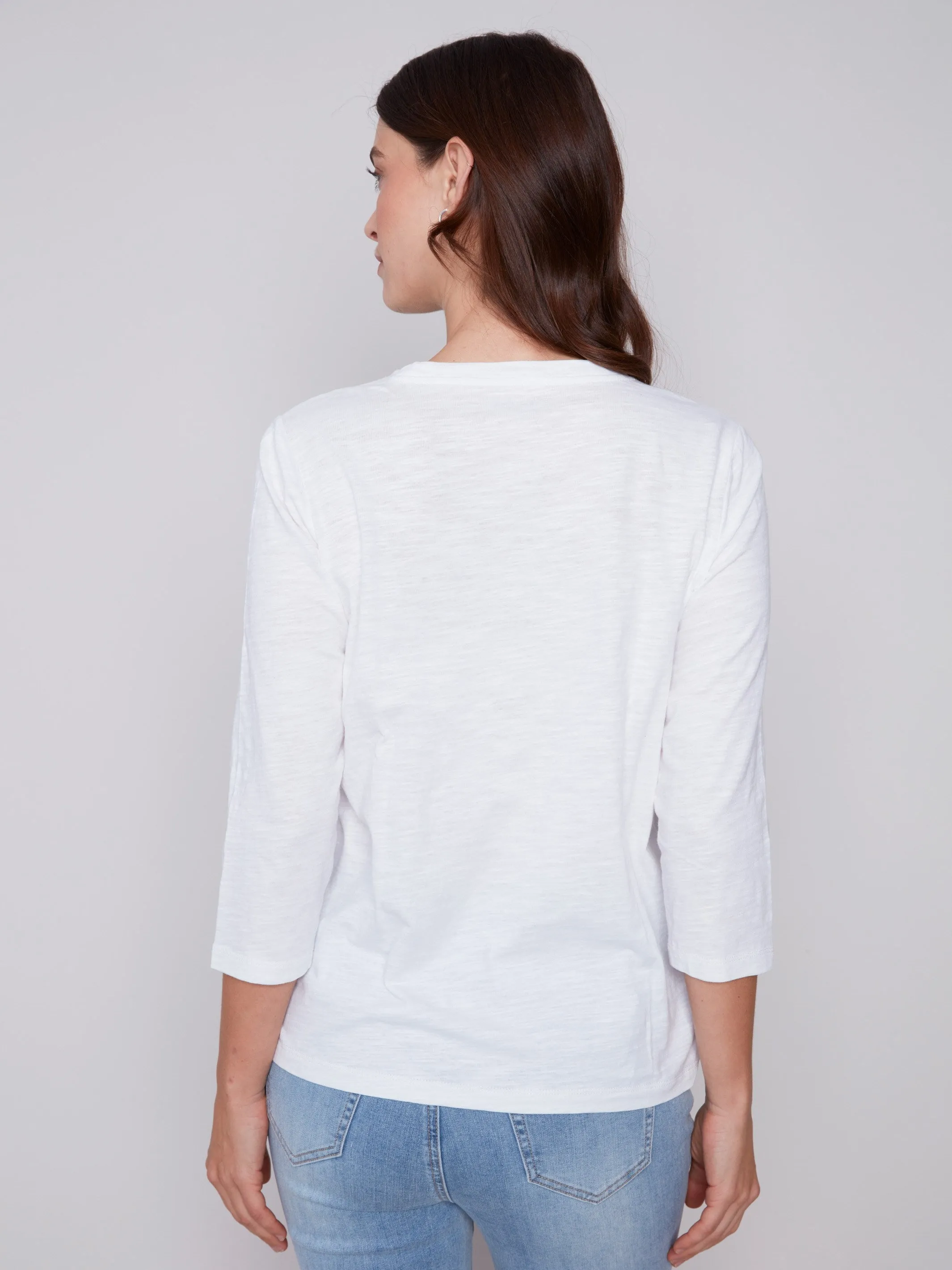 Organic Cotton Slub Knit Top - White