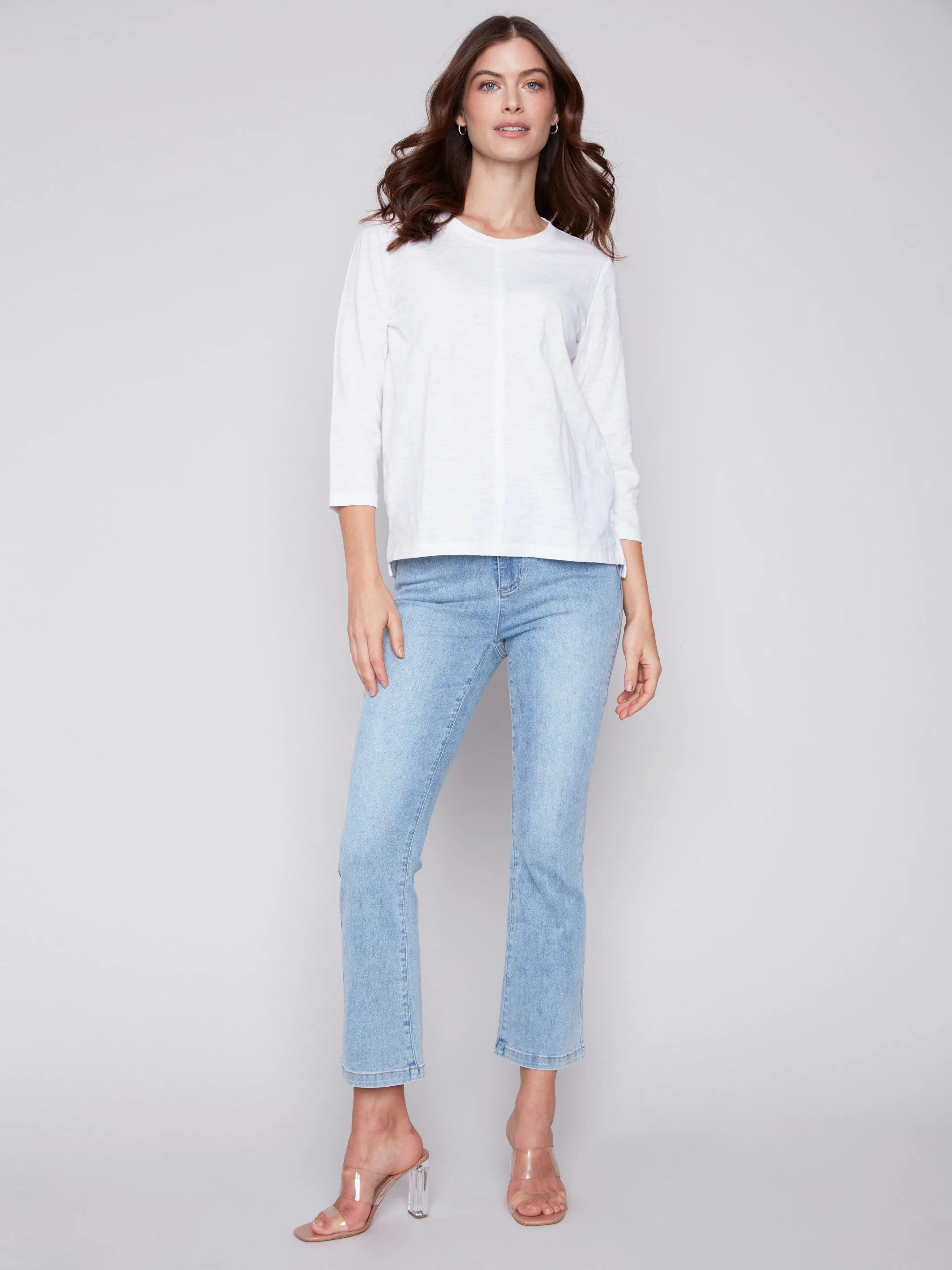 Organic Cotton Slub Knit Top - White