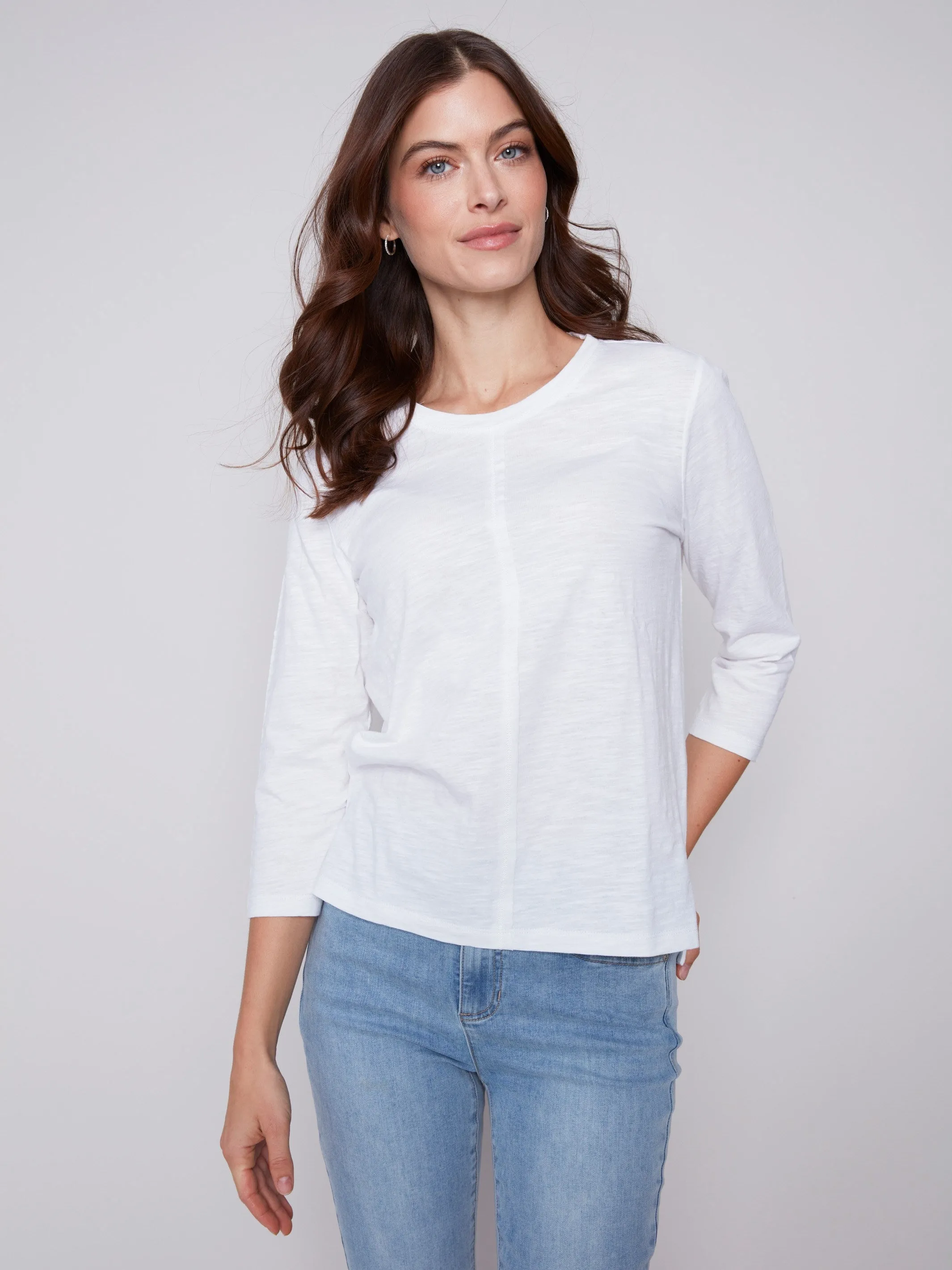 Organic Cotton Slub Knit Top - White