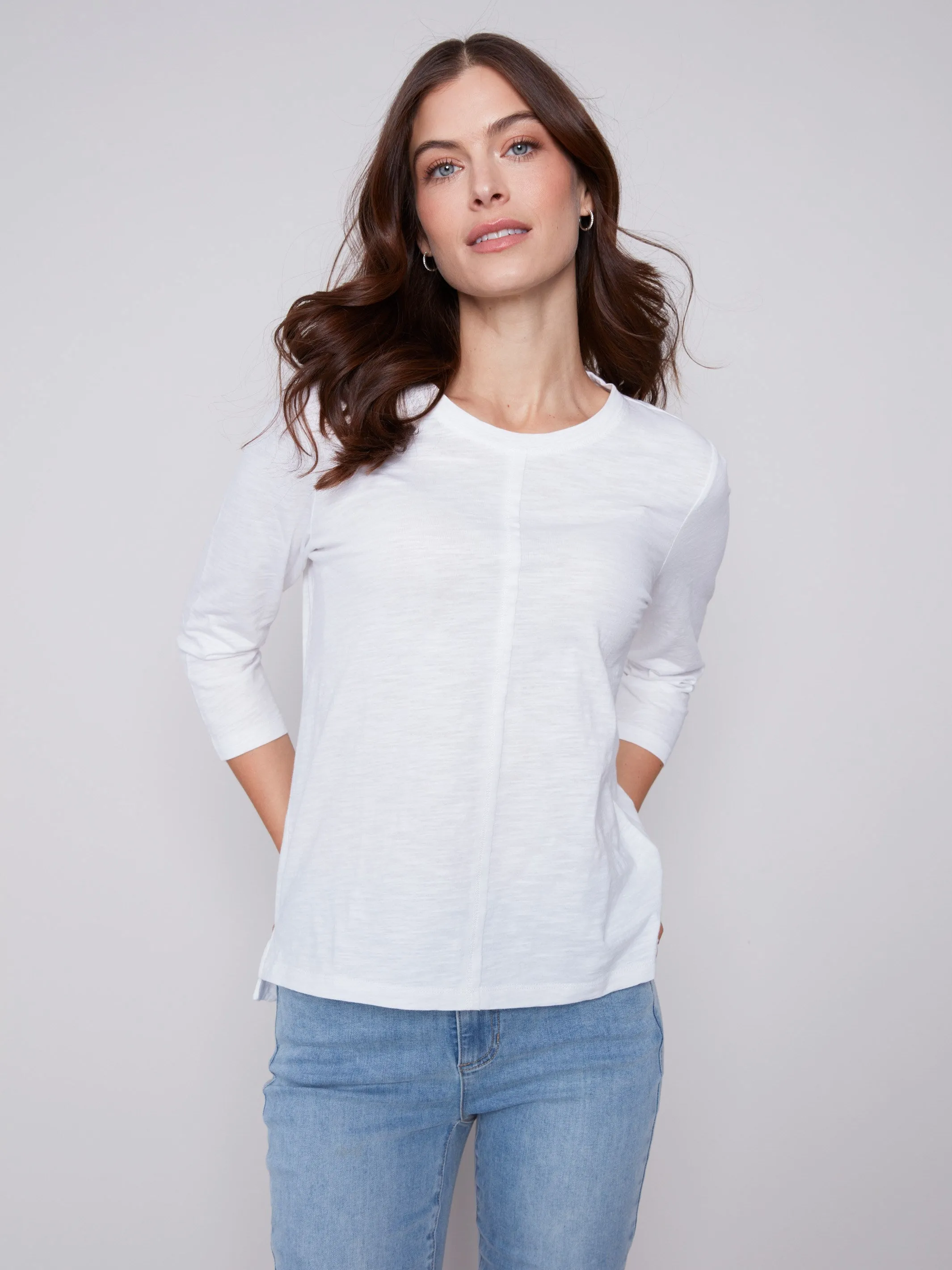 Organic Cotton Slub Knit Top - White