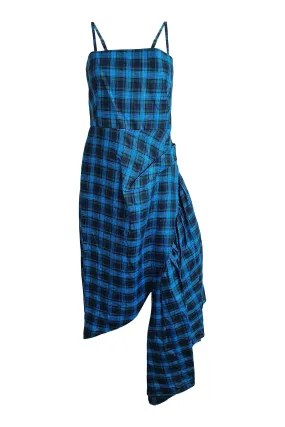 OSMAN LONDON SS 2019 100% Cotton Blue Gingham Corset Dress (UK 08)