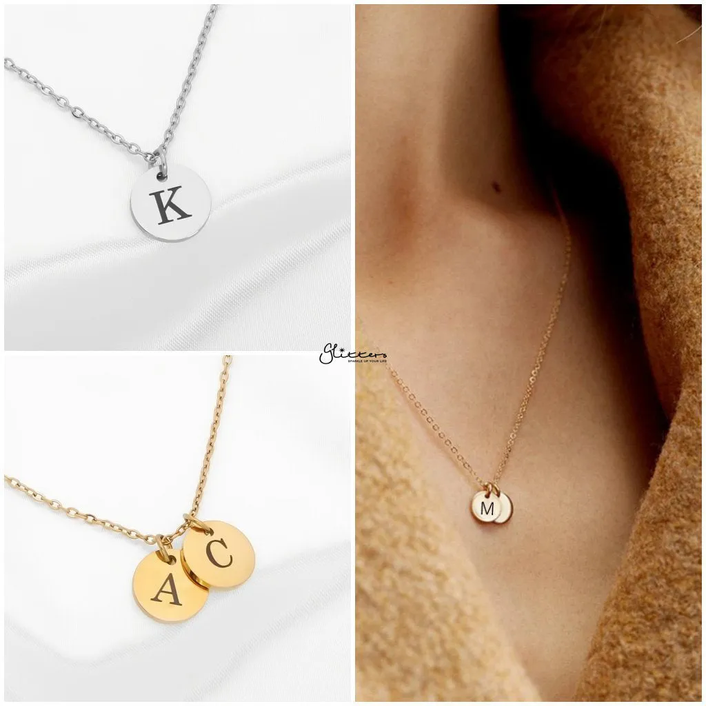 Personalised Round Disc Necklace - Initials | Symbols | Zodiac