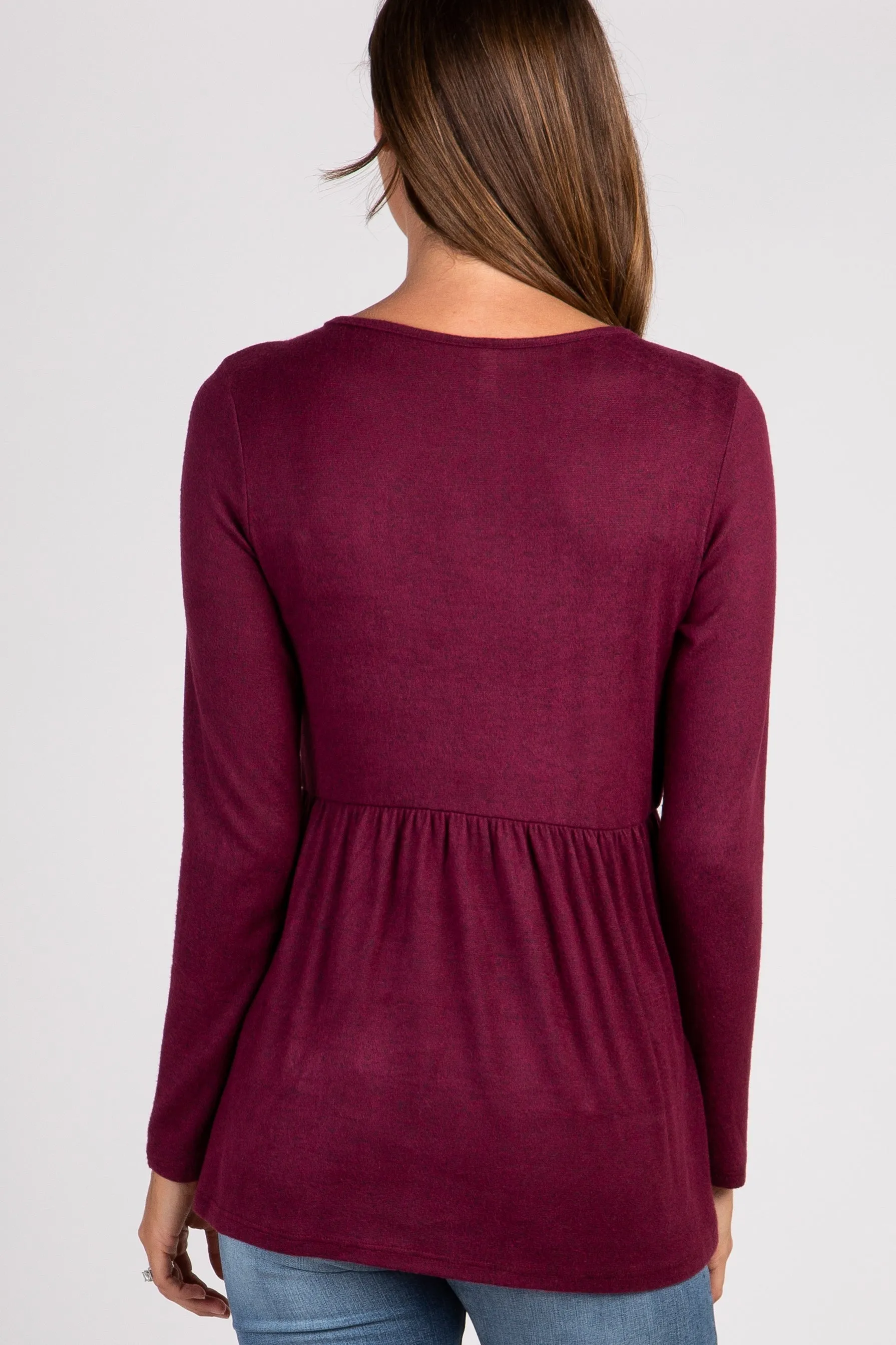 PinkBlush Burgundy Soft Knit Peplum Top