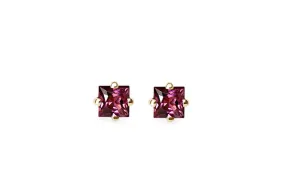 Princess Cut Garnet Studs