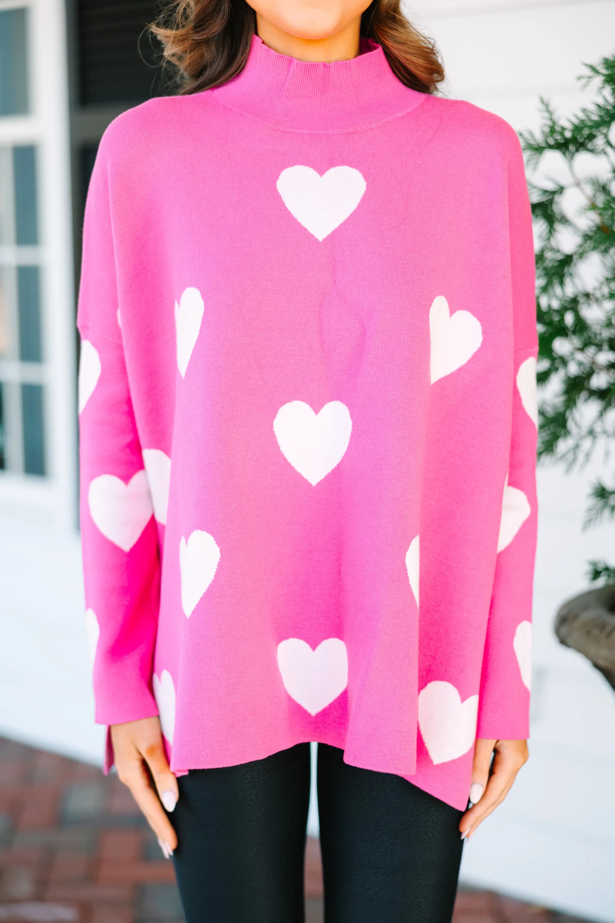 Quick Decisions Pink & White Heart Sweater