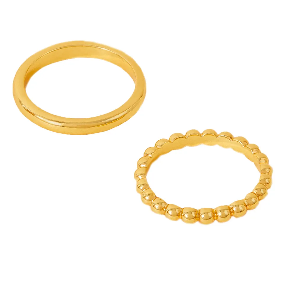 Real Gold Plated Gold Z 2 Bobble Ring Set-Small