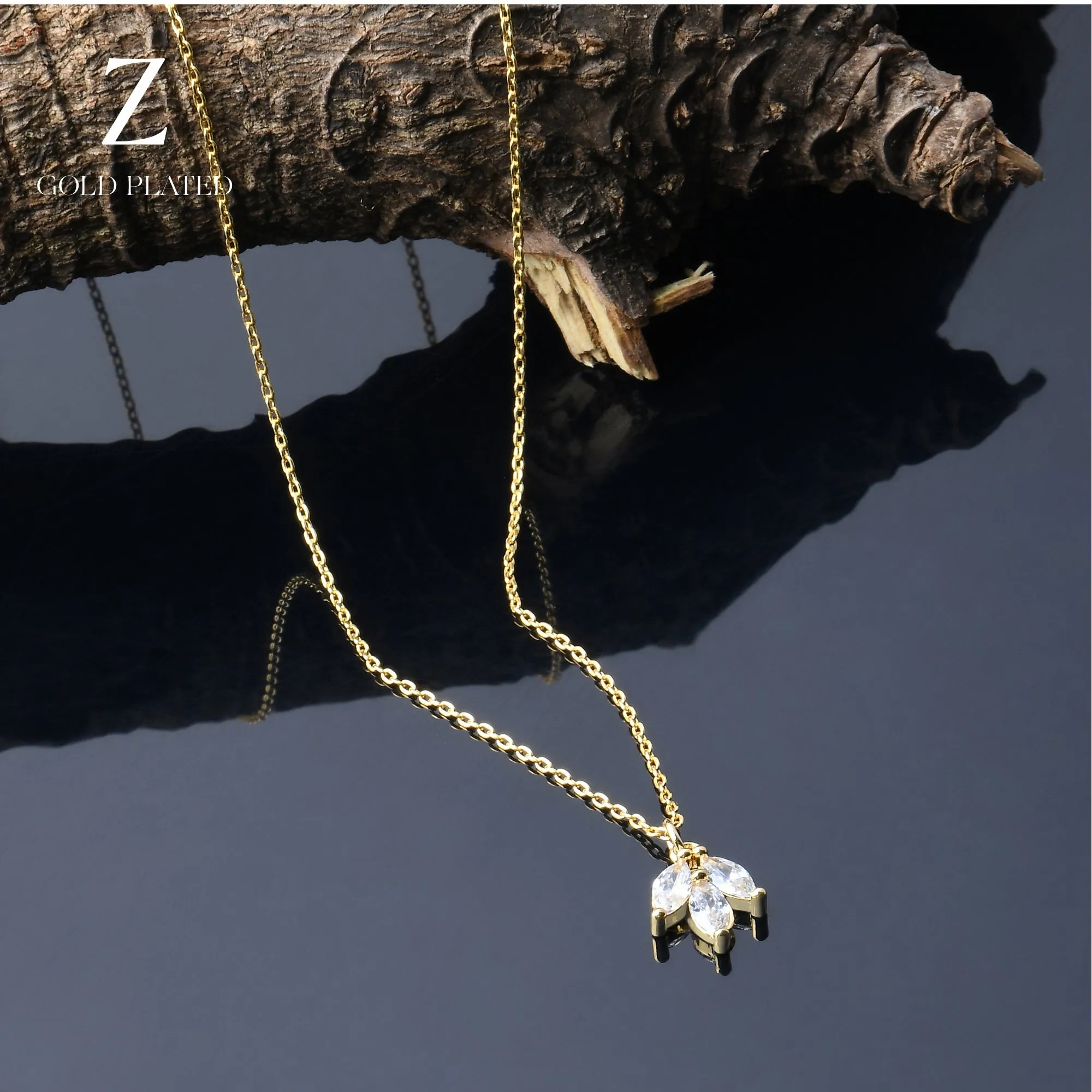 Real Gold-Plated Z  Sparkle Pendant Necklace