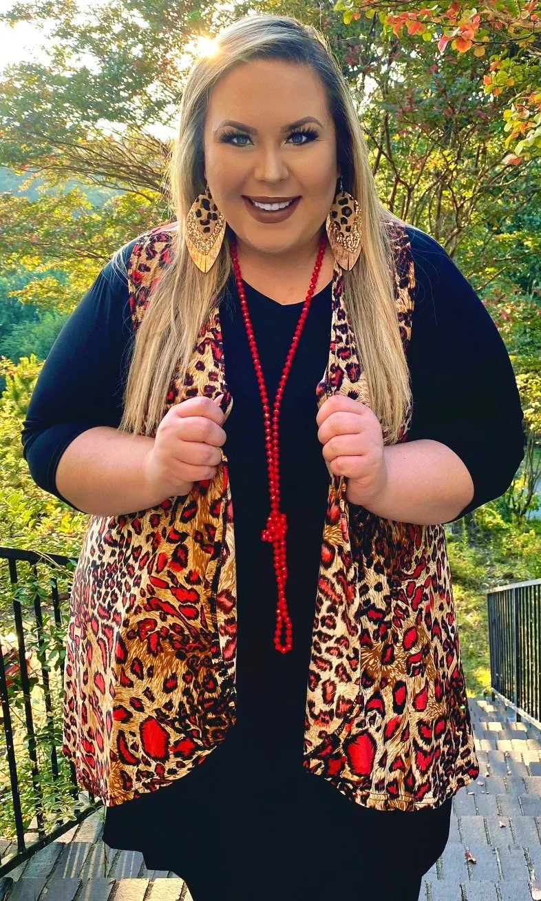 Red & Tan Leopard Vest