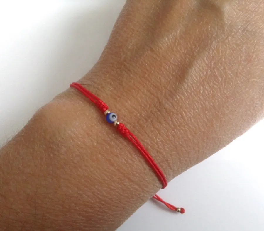 Red String couples bracelet set of 2 Evil Eye Hamsa Charms