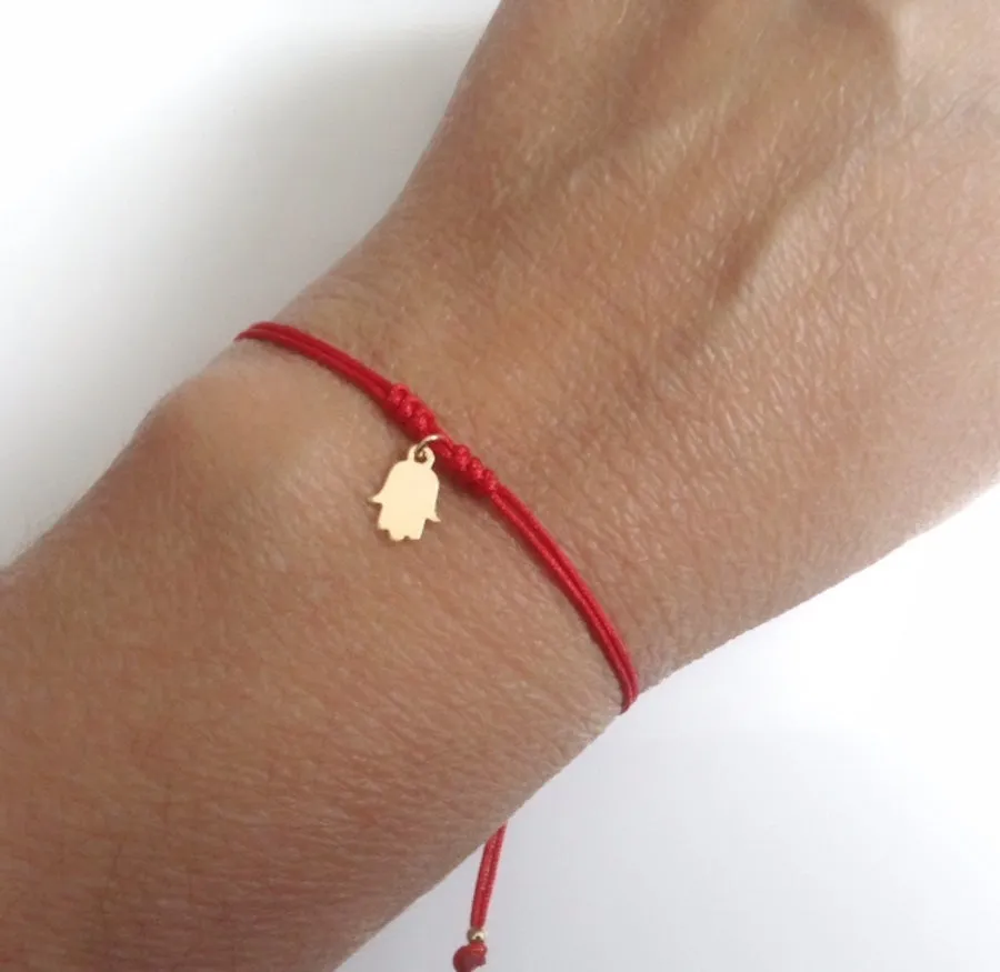 Red String couples bracelet set of 2 Evil Eye Hamsa Charms