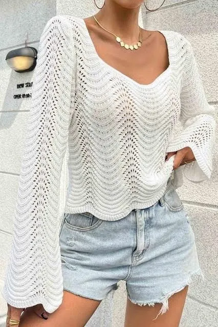 Scallop Sweater - White