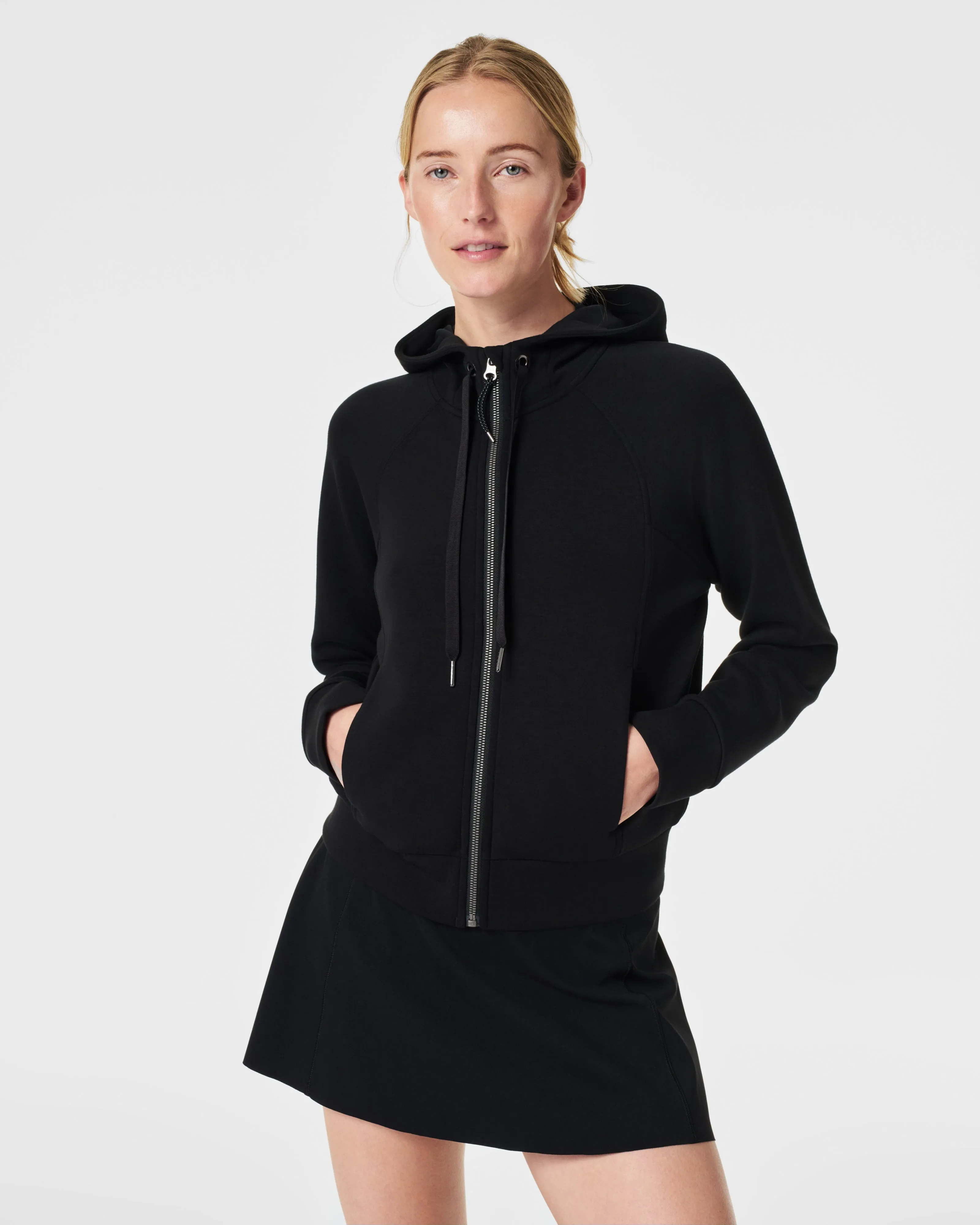 Spanx AirEssentials Full Zip Hoodie - Very Black