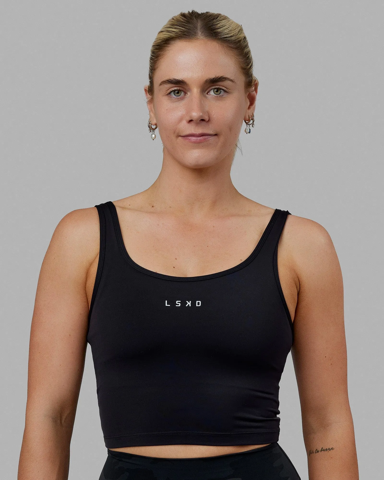 Staple Active Cropped Tank - Black