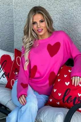 Steal My Heart Sweater : Fuchsia Rose