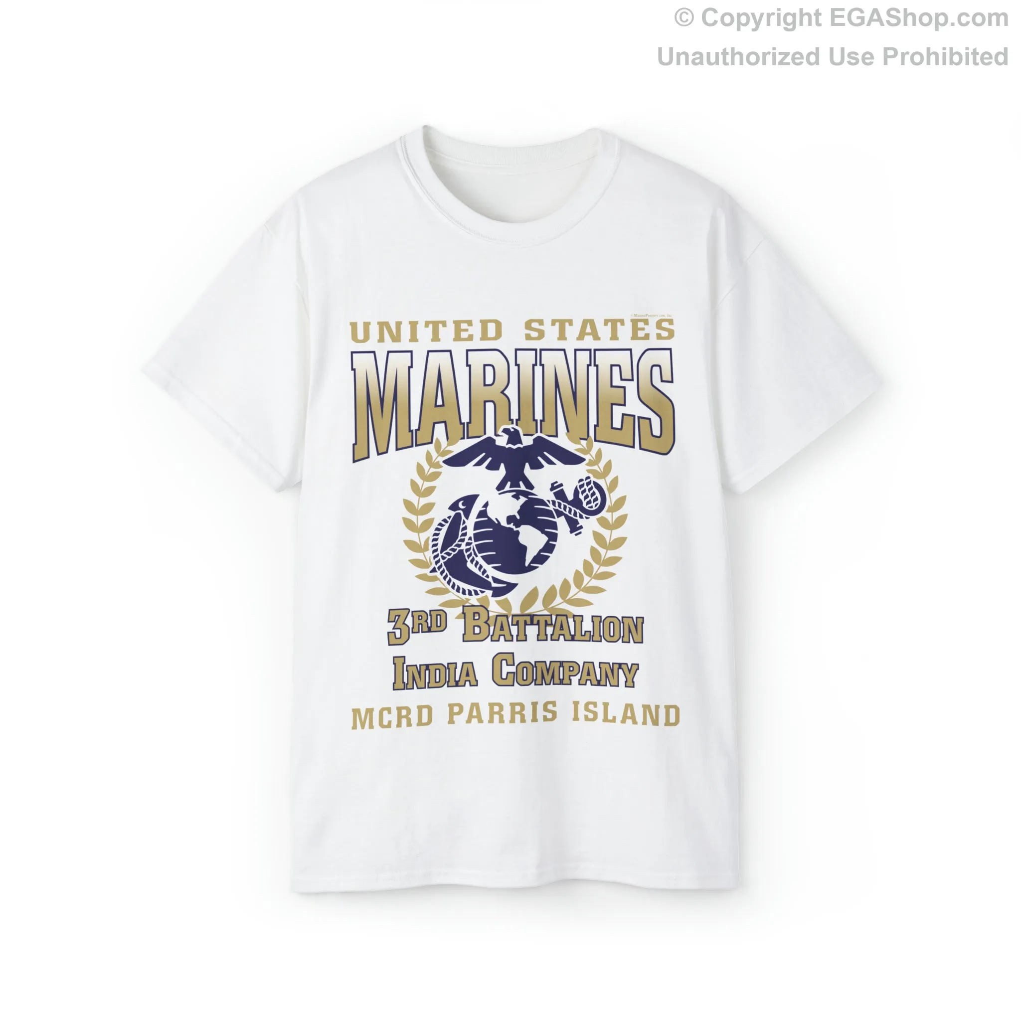 T-Shirt: India Co. MCRD Parris Island (EGA, Blank Back)