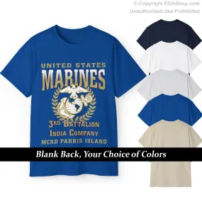 T-Shirt: India Co. MCRD Parris Island (EGA, Blank Back)