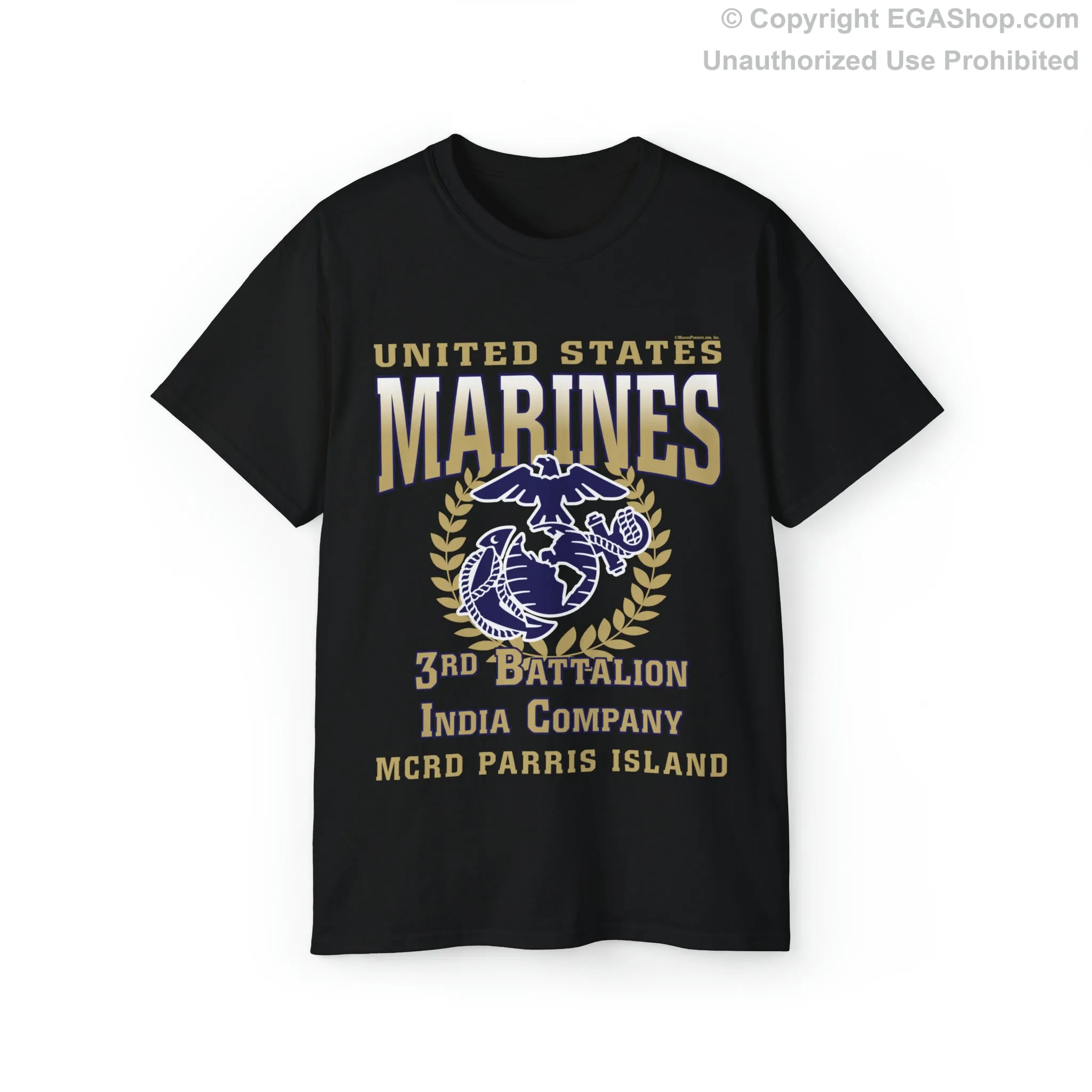 T-Shirt: India Co. MCRD Parris Island (EGA, Blank Back)