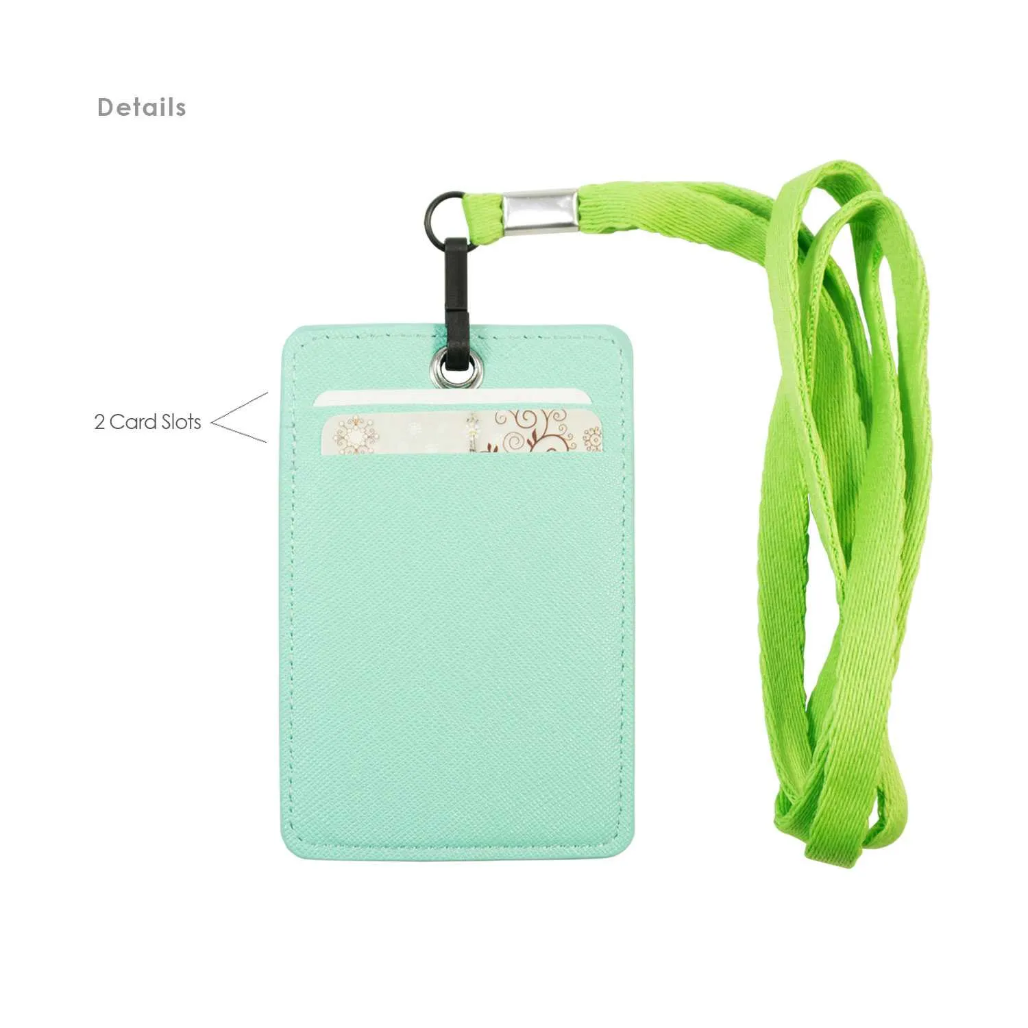 Unisex ID & Credit Cards Holder Wallet with Lanyard - Mint