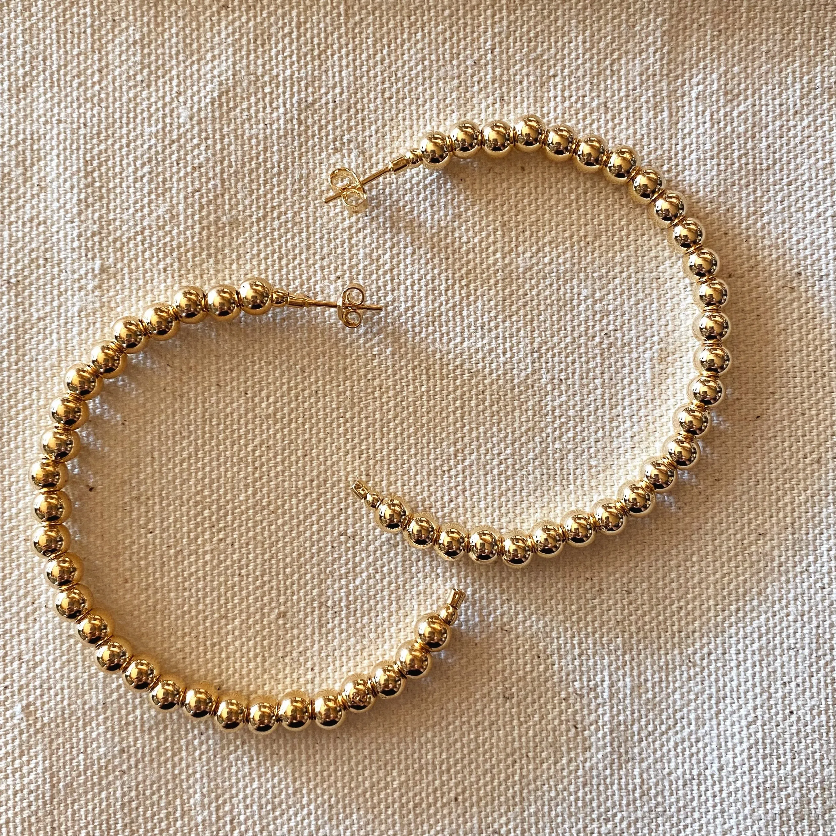 Very Sophisticated 18k Gold Filled Beaded C Hoop