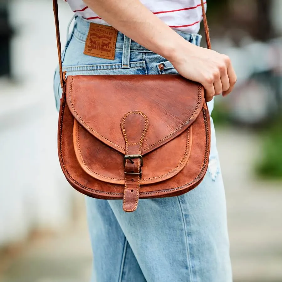 Vintage Leather Saddle Bag - Medium