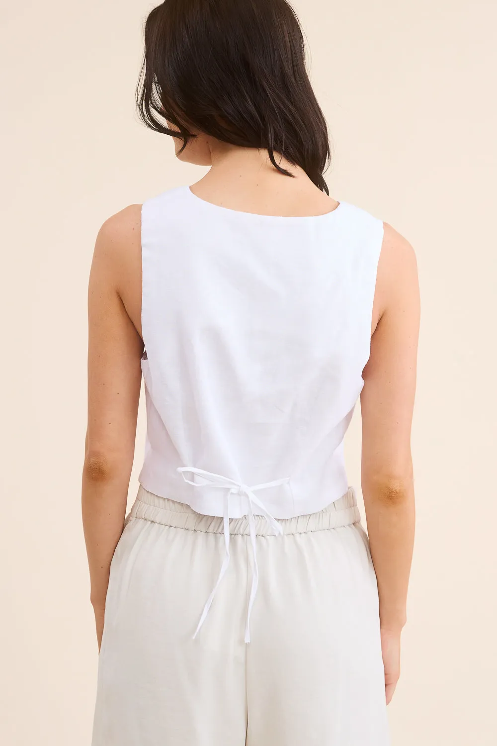 White Linen Vest