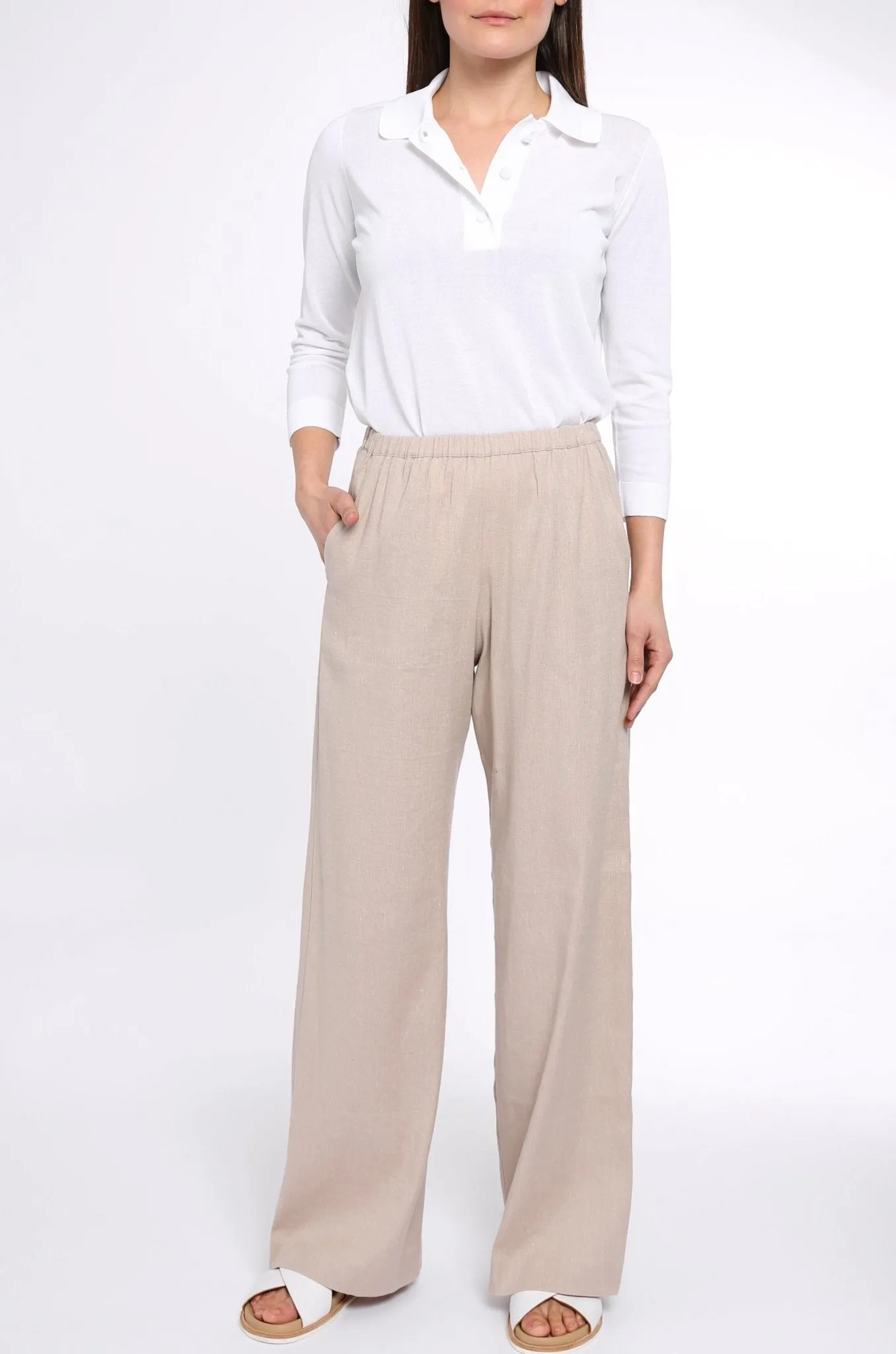 WIDE LEG PANT IN LINEN-COTTON