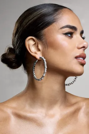 Winter | Silver Diamante & Pearl Hoop Earrings