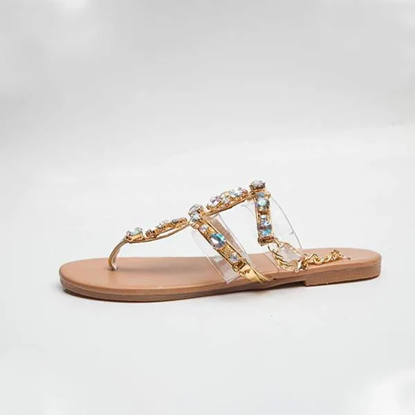 Women'S Boho Flat Rhinestone Sandals 13554511C