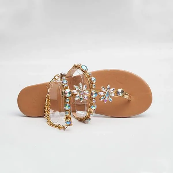 Women'S Boho Flat Rhinestone Sandals 13554511C