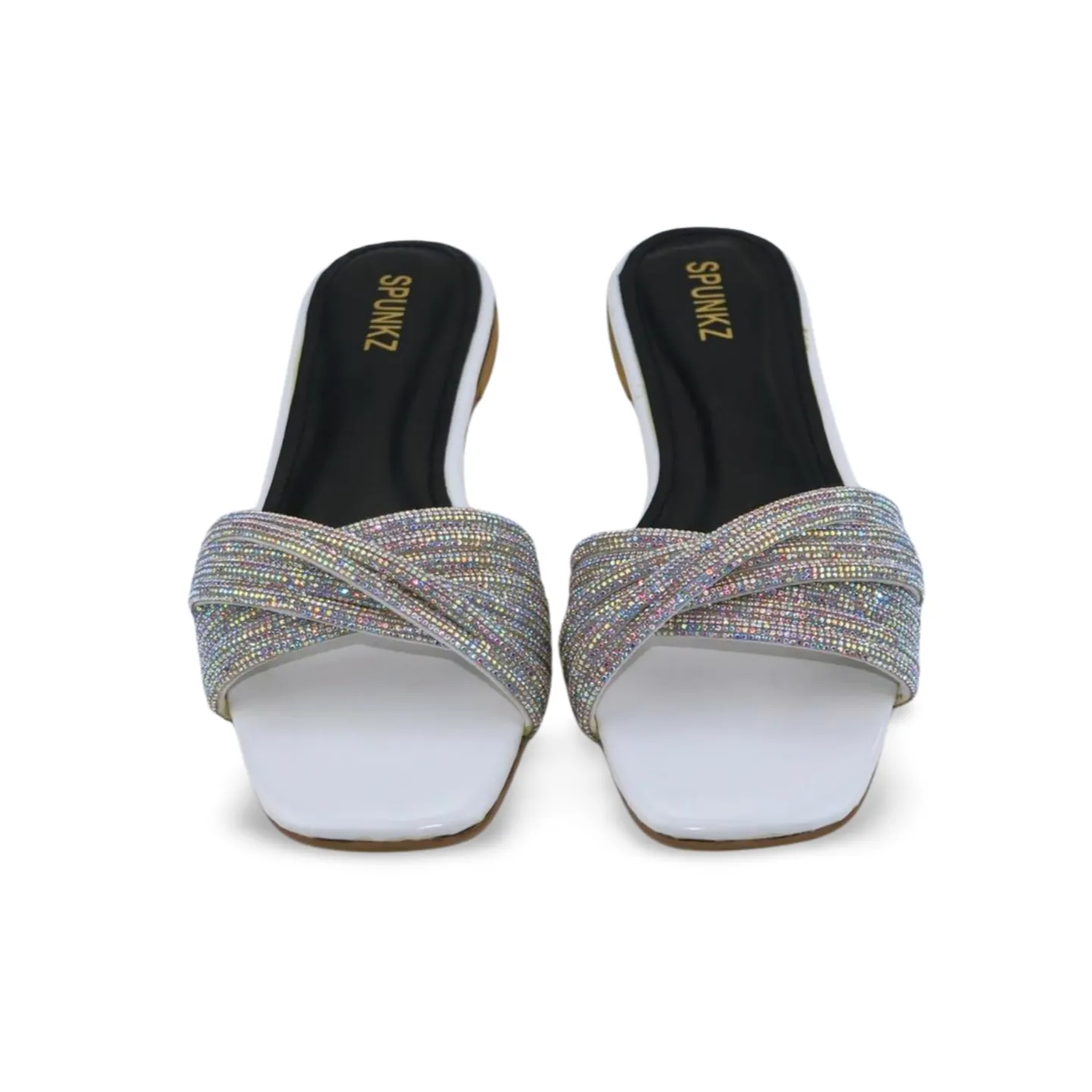 Women's Flat Slippers Sandals with Rhinestone embellished Upper