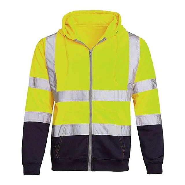 YSK HOODIE1: Men's Safety Reflective Zipper Sweatshirt