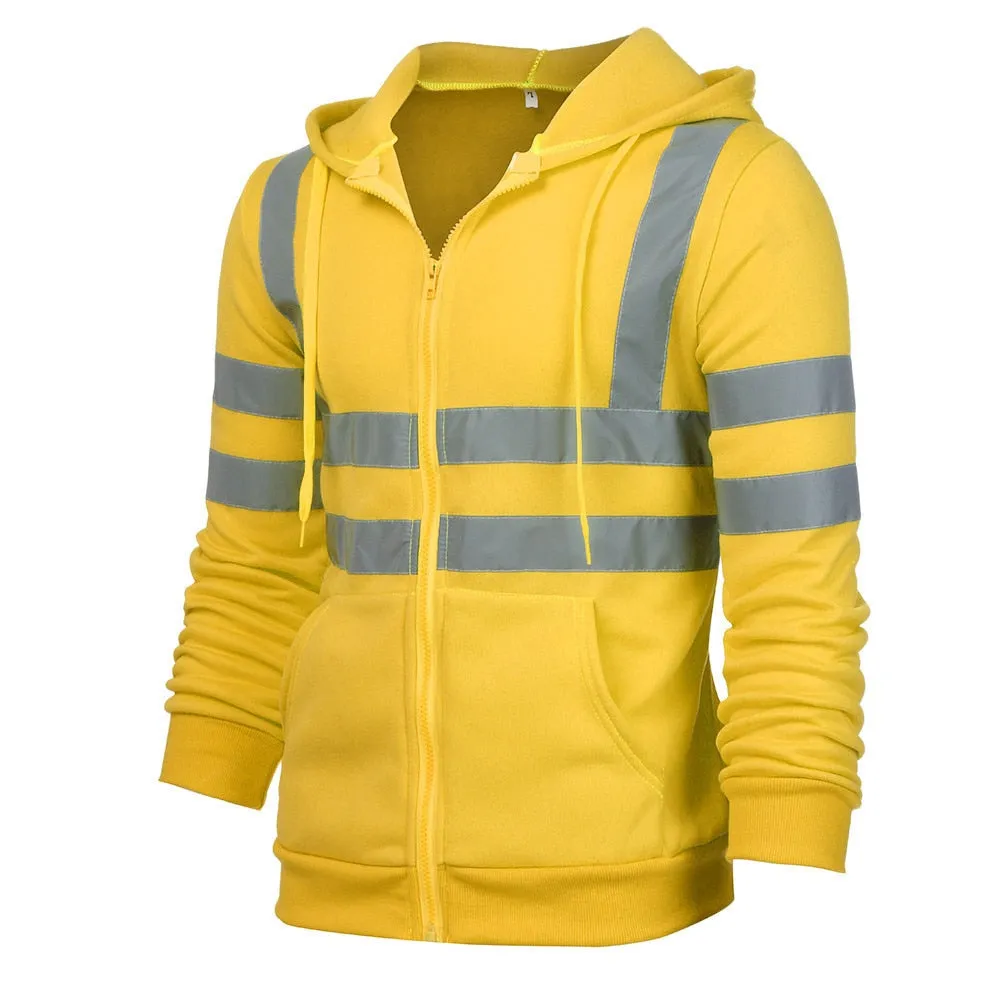 YSK HOODIE1: Men's Safety Reflective Zipper Sweatshirt