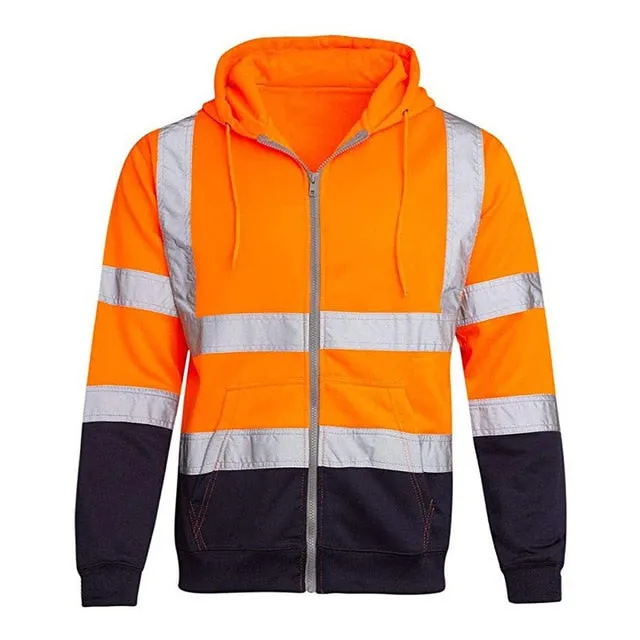 YSK HOODIE1: Men's Safety Reflective Zipper Sweatshirt